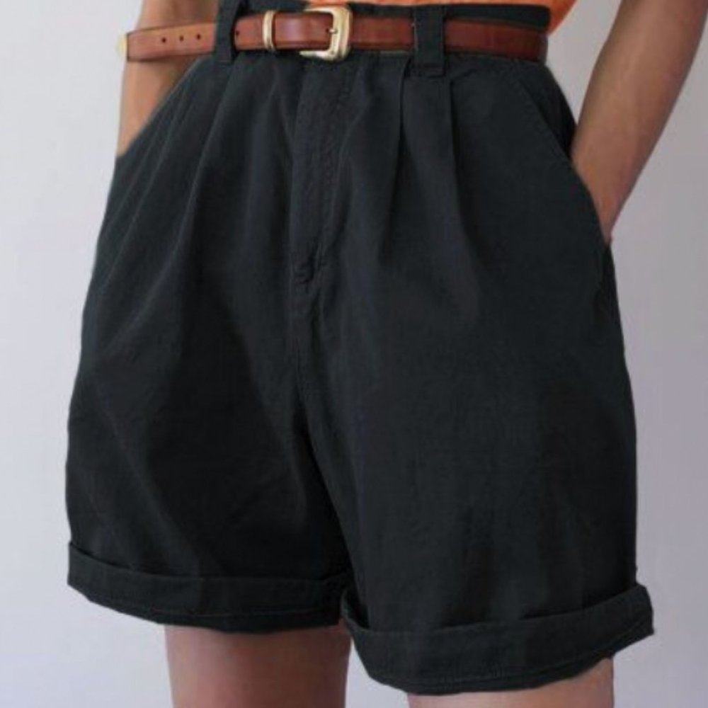 Shorts Vintage Retro The Limited Pleated High Waist Black 100% cotton Size 10
